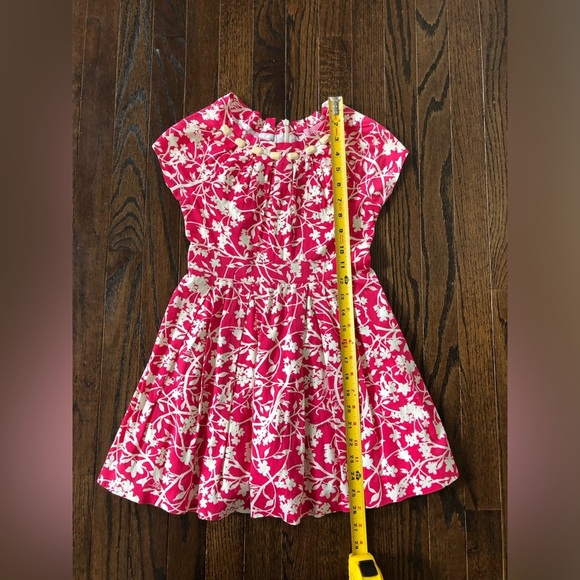 Lilly Pulitzer Girls 5 Hot Pink/White A-Line Jeweled Collar Ruched Lined Dress - Picture 8 of 12